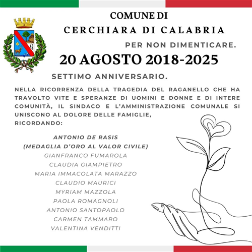 20 Agosto 2018 – 20 Agosto 2025
PER NON DIMENTICARE - VII° anniversario