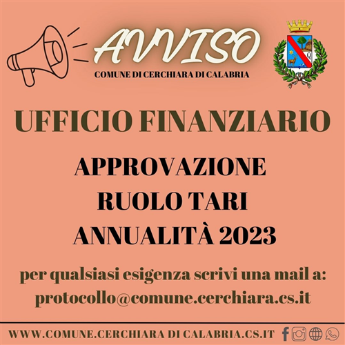Avviso ai cittadini - Ruolo TARI Annualità 2023