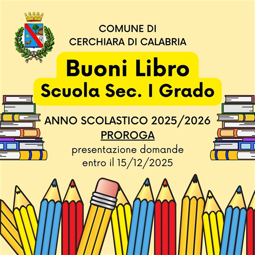 Avviso Pubblico - Buoni Libro - Sc. Sec. I Grado -  A.S. 2025/2026 PROROGA