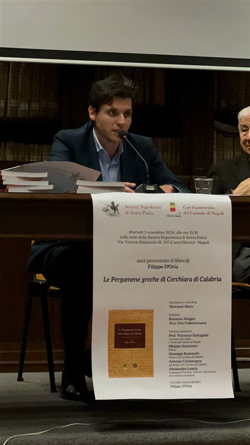 Grande successo per la presentazione a Napoli del libro ''Le Pergamene Greche di Cerchiara di Calabria'' di Filippo D’Oria!