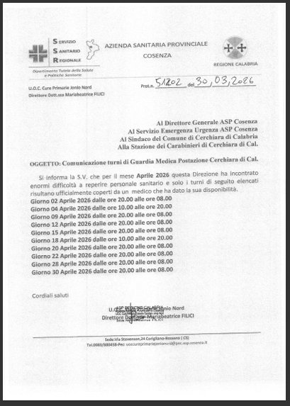 Turni di Guardia Medica - Aprile 2026